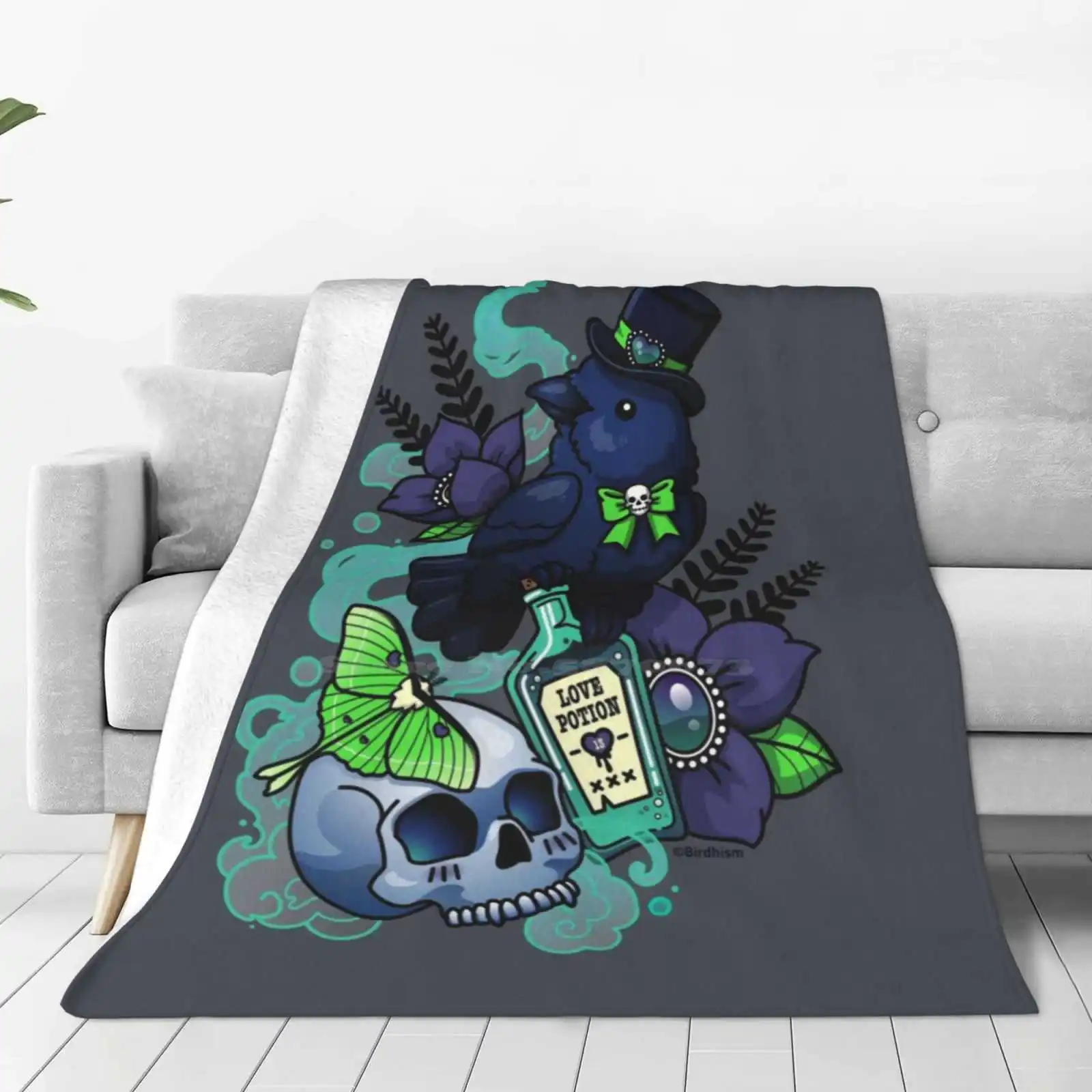 Chubby Mr. Raven Low Price New Print Novelty Fashion Soft Warm Blanket Love Potion Raven Crow Black Animals Gothic Chubby Birds