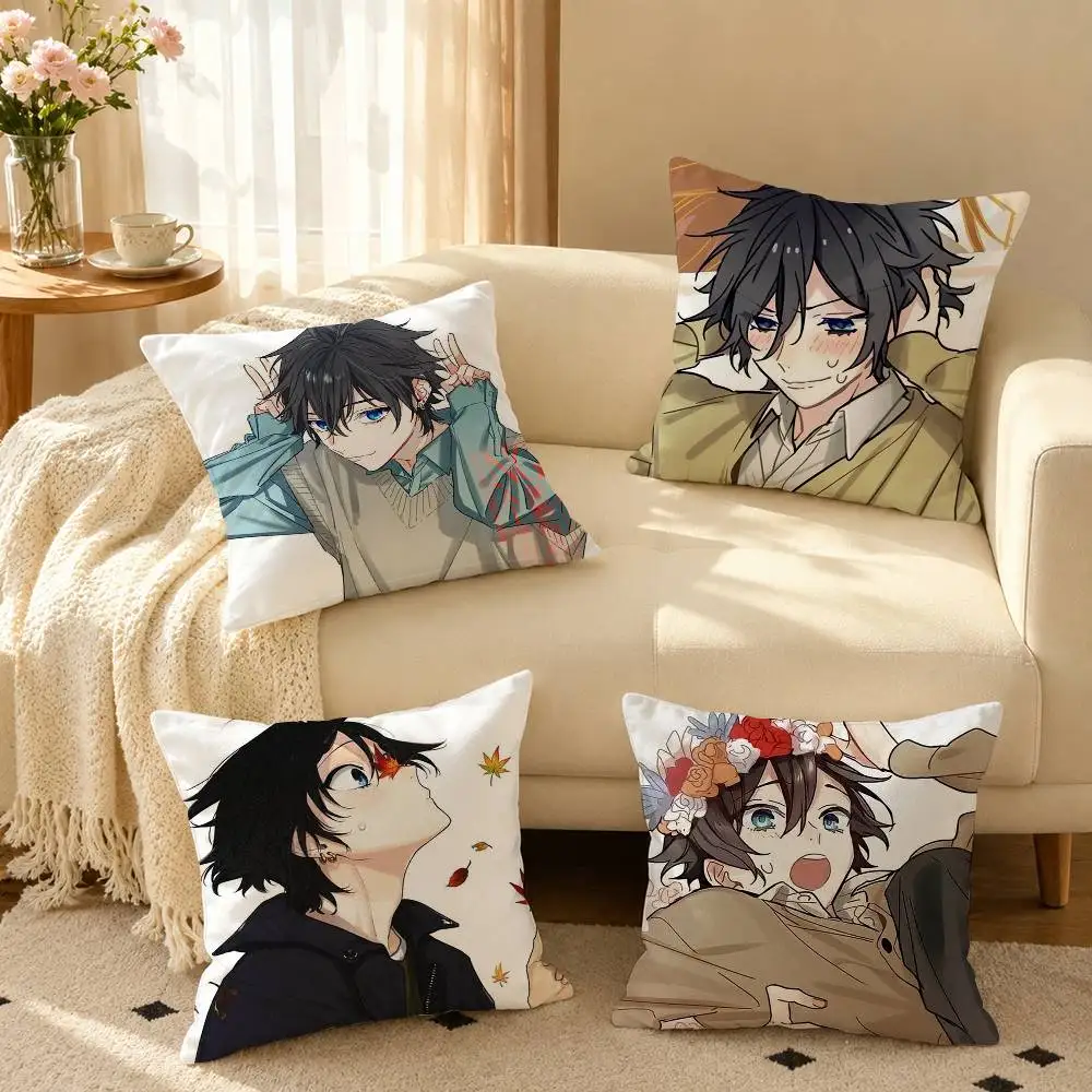 Anime Horimiya Izumi Miyamura Pillow Case Square Double-Sided Sofa Cushion Cover Bedroom Bedside Pillow