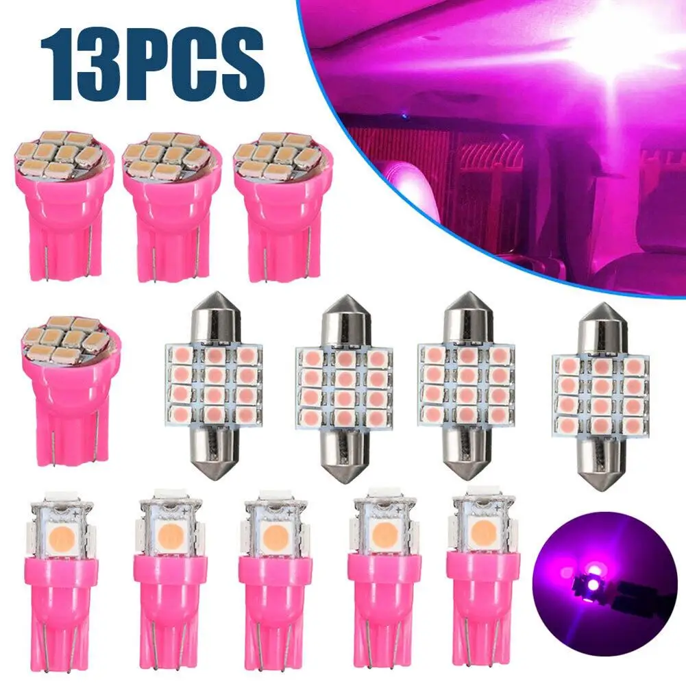 Leeslamp Licentielamp 13 stuks Accessoires Auto-interieur Voor Dome LED-verlichting Roze Vervanging T10 & 31mm Festoen