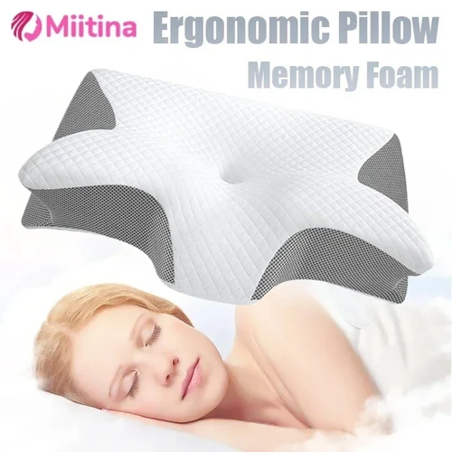 Almohada Cervical de espuma viscoelástica, almohada ortopédica de contorno ergonómico 2 en 1 para almohadas de soporte para el dolor de cuello, reemplazo de funda de almohada, 1 ud.