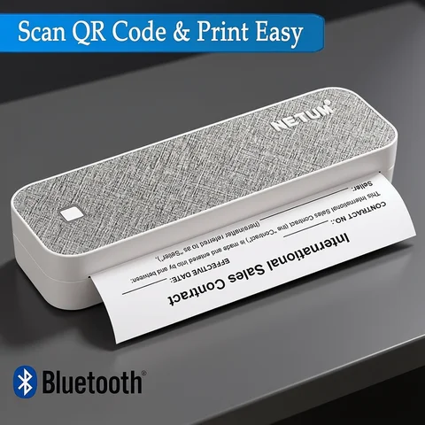 A4 Portable Thermal Printer Bluetooth & USB Photos TXT Word PDF Document Printing Compatible with Android, iOS, Windows Systems