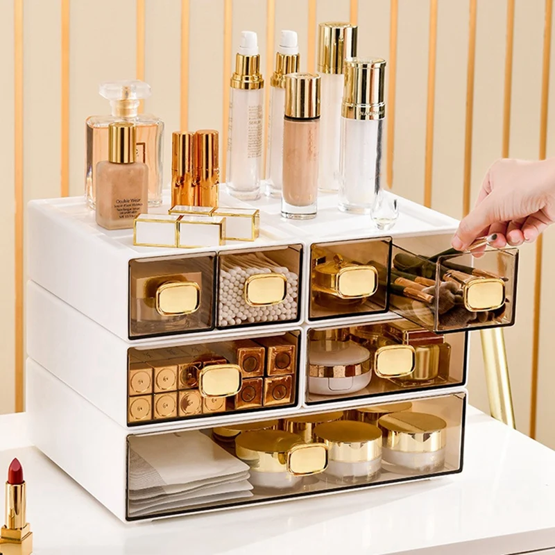 Desktop Ins Multi-Stacked Storage Box Dormitory Desk Transparent Drawer Student Stationery Office Small Hand Book Durable White