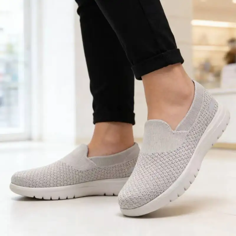 2026 New Skechers Womens Slip On Walking Shoes Natural Beige Breathable Lightweight Comfortable Casual Sneakers 138270-NAT