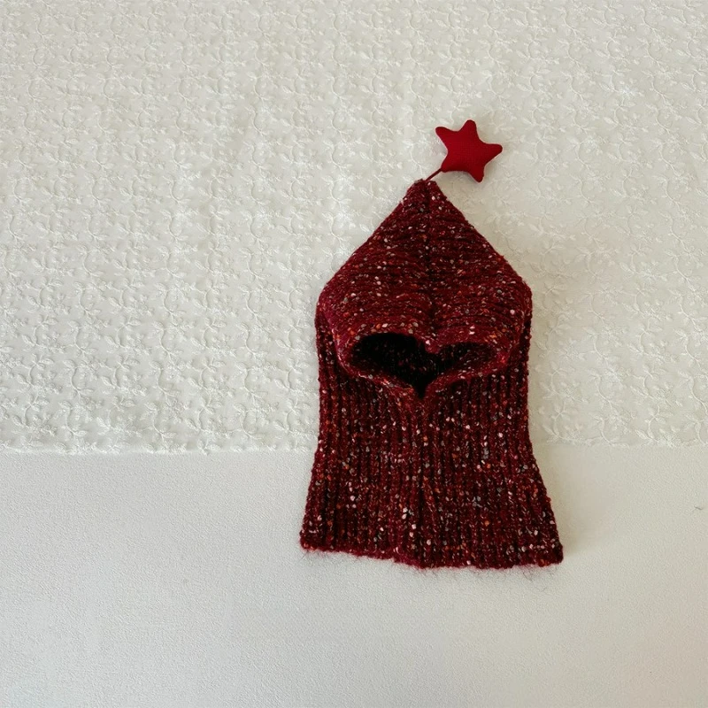 

Christmas Red Children's Hat, Scarf, and Shawl All-in-one, Autumn and Winter Ear-protecting Elf Hat for Infants and Toddlers