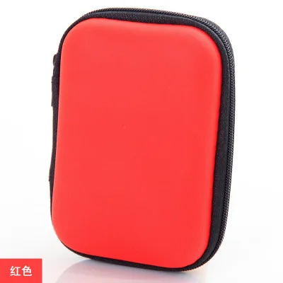 Fashion New Black Travel Zipper Case Leather Earphone Storage Box Portable USB Cable Organizer Carrying Hard Bag For Coin Memory