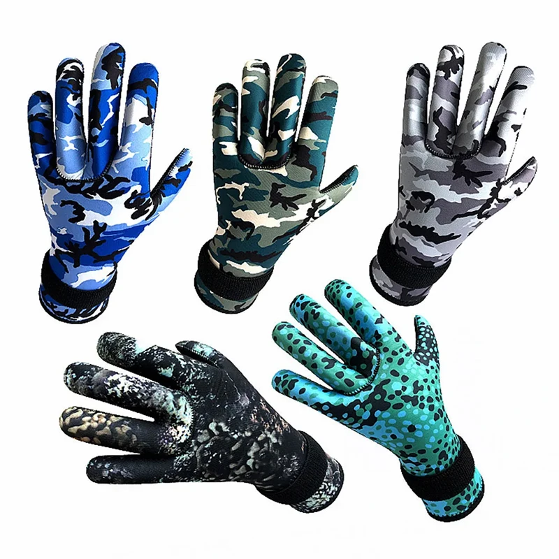 Camo Diving gloves 3mm neoprne with buckle belt spearfishing gloves for scuba diving,Snorkeling fishing Water Sport Gloves