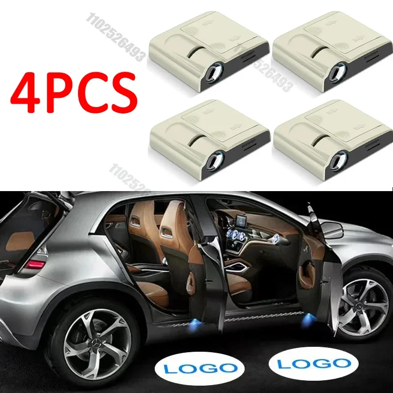 4 pcs beige led light projector courtesy welcome light usb gr sport logo door hd for toyota corolla yaris prius camry bwm