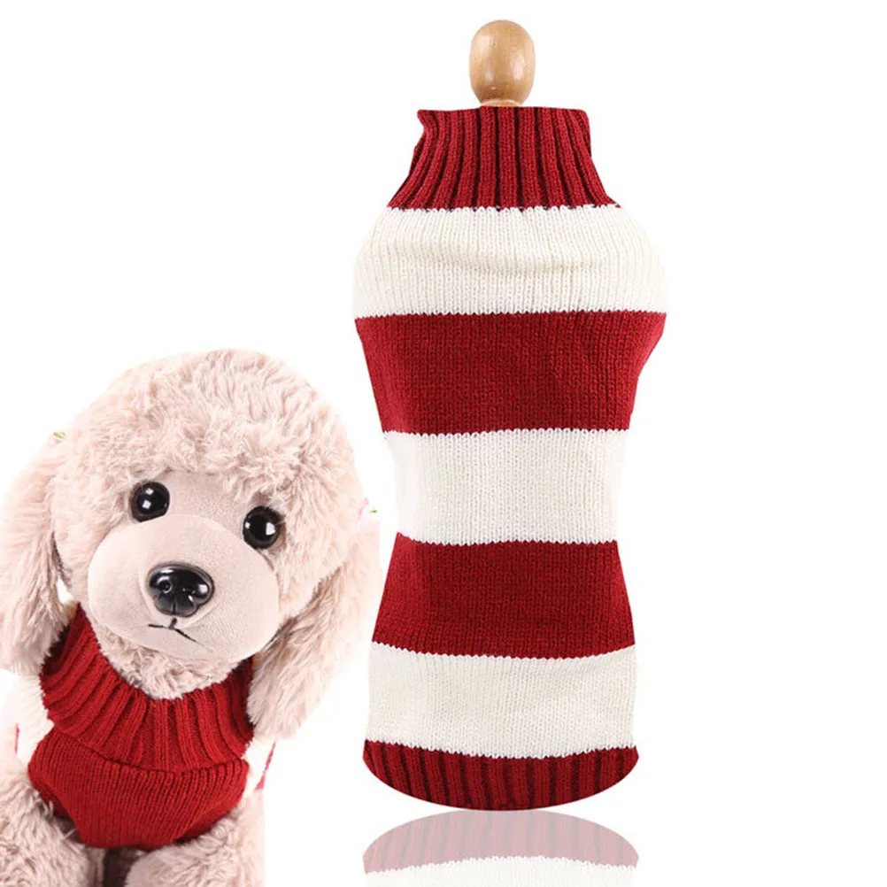 

Dog Sweater Thick Red White Stripe Xl Woolen Warm Pet Clothes Christmas Party Outdoor Walking Jogging Costume Pet Sweater