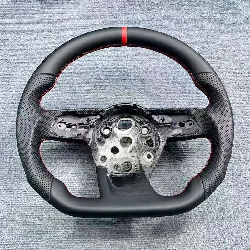 

For Audi A4 B9 A3 8Y RS3 RS4 S3 S4 Leather Perforated Steering Wheel Red Return Mark Optional Frame