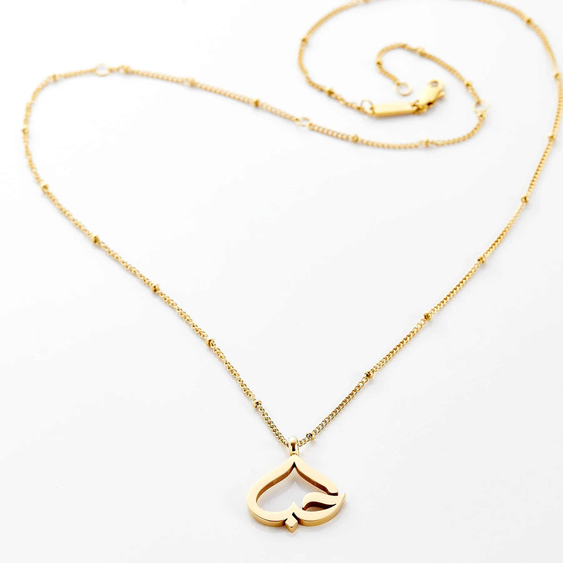 

'Love' Heart Calligraphy Necklace 18K Gold Plated High Quality Stainless Steel Women's Necklace Islamic Jewelry Muslim Her Gift