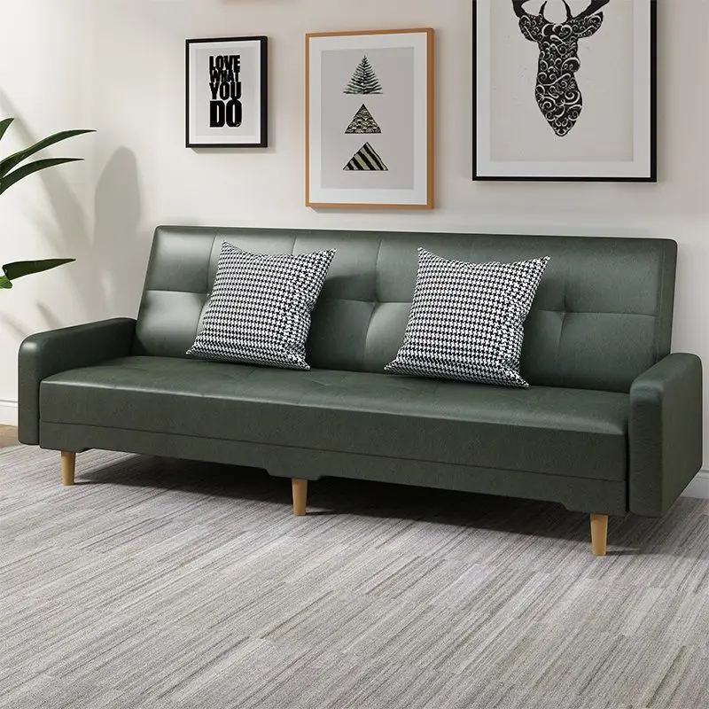 Rental sofa bed leather art PU sofa small apartment foldable sofa bed dual-purpose imitation