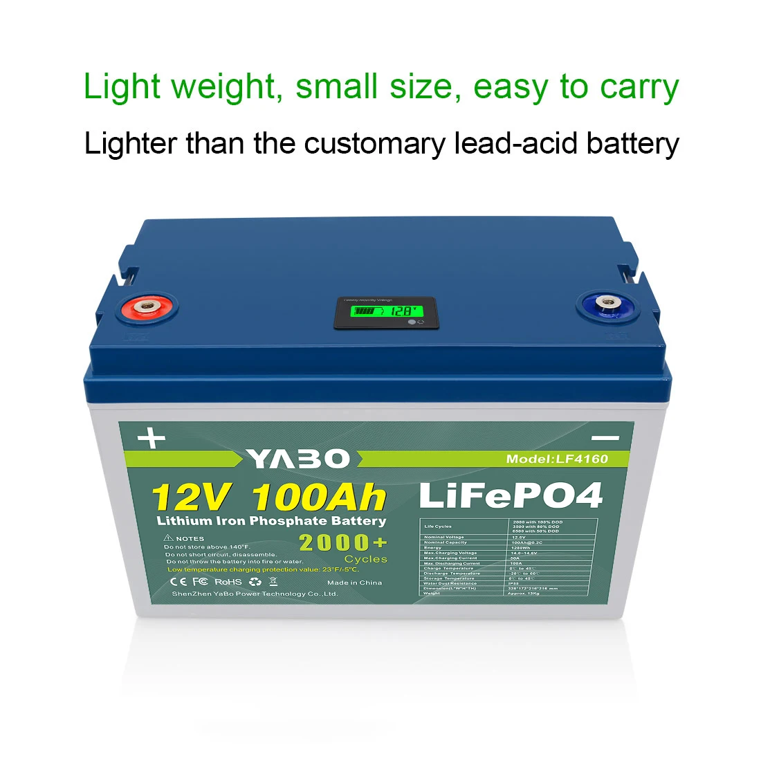 YABO LiFePO4 Battery for 12V 24V 36V 48V 24Ah 36Ah 50Ah 60Ah 100Ah 150Ah 200Ah 300Ah Deep Cycle Lithium Ion Battery 12V