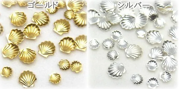 1000 teile/paket 3D Gold Silber 3d Metall Meer Shell Perlen Nail art schmuck Japanischen Metallic Studs Nail art Zubehör Dekoration