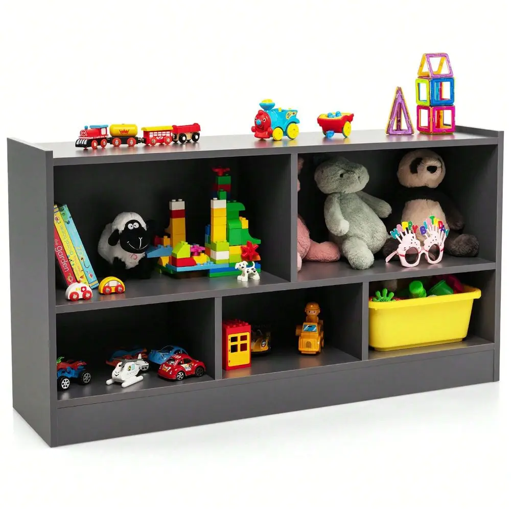 Kids' Storage And Shelving Toy StorageKids 2Shelf Bookcase 5Cube Wood Toy Storage Cabinet Organizer