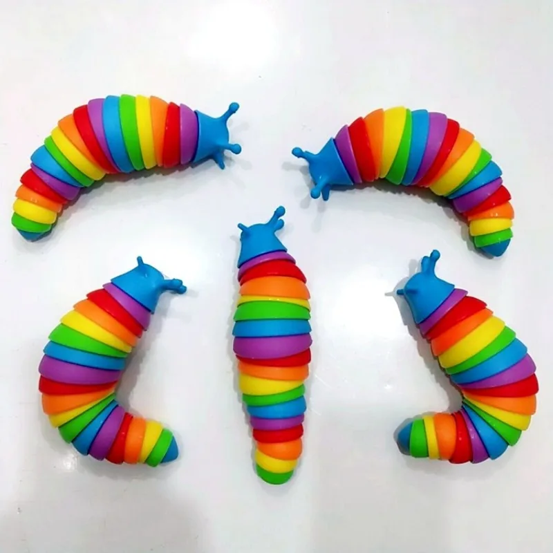 The New Rainbow Joint Snail Caterpillar Simulates Wriggling Slug Puzzle Decompression Toy Children\'s Prank Toy Variety