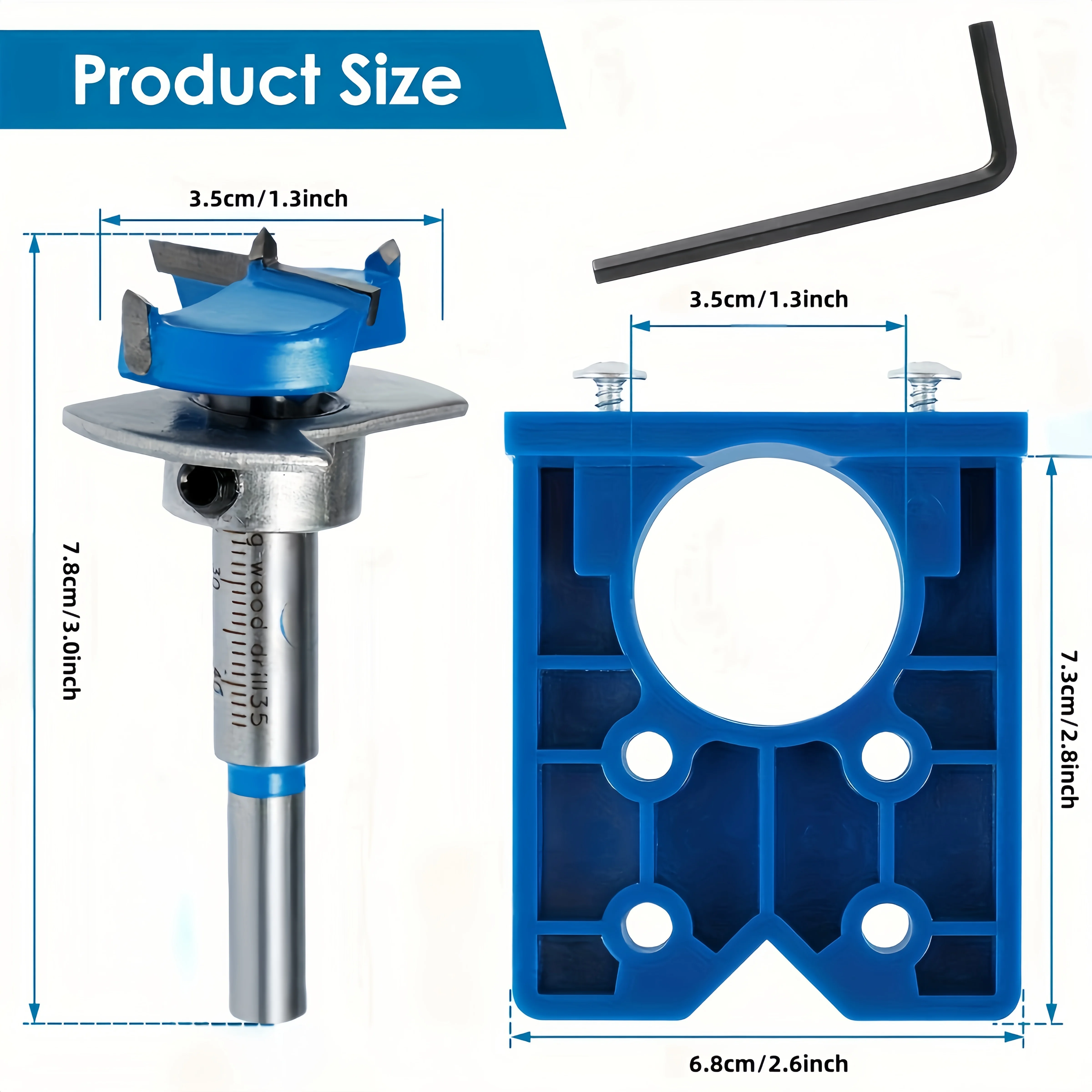 Professional Stainless Steel Hinge Jig Kit - 35mm Forstner Bit with Locator Guide for Easy & Accurate Cabinet Door Installation