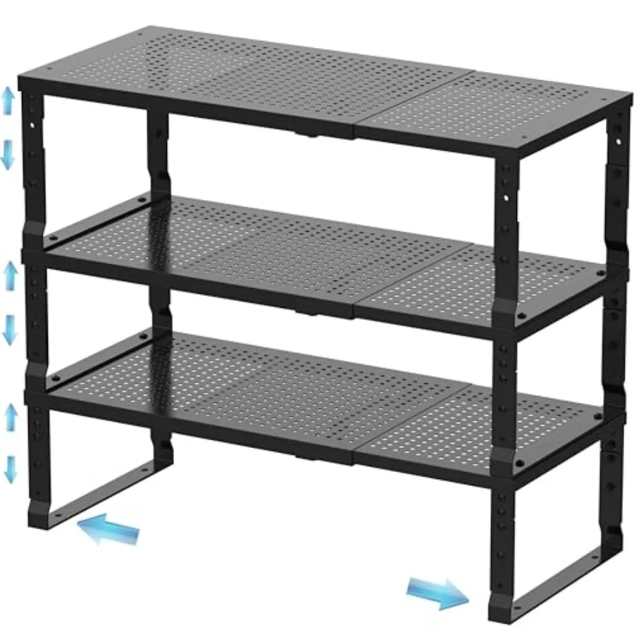 

Expandable Spice Rack Kitchen Cabinet Organizer for Cabinets Countertops Cupboards Pantries Stackable Adjustable Shelves 3 Pack