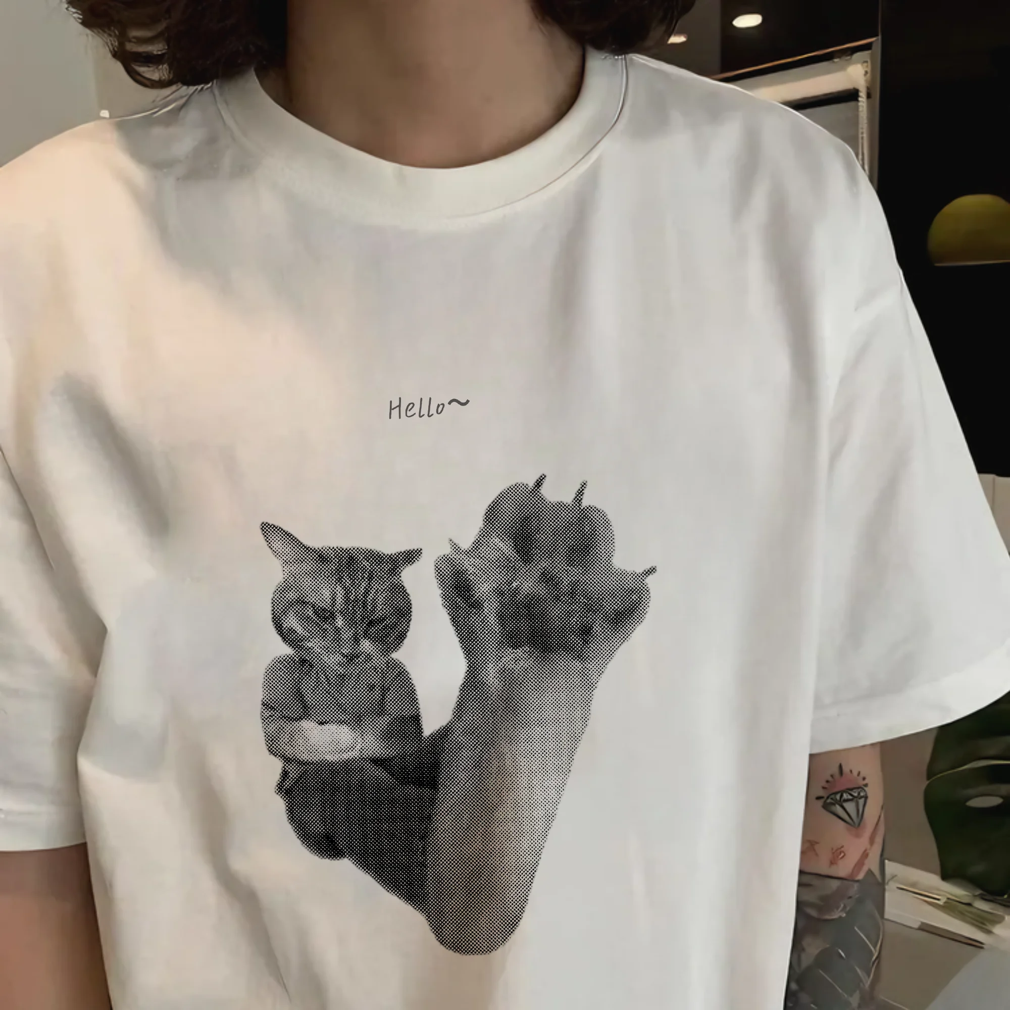 Cute  Meme Print Loose Fit Pure Cotton Short Sleeve T-Shirt Unisex Commute Casual Breathable Men's Fashion Summer Top