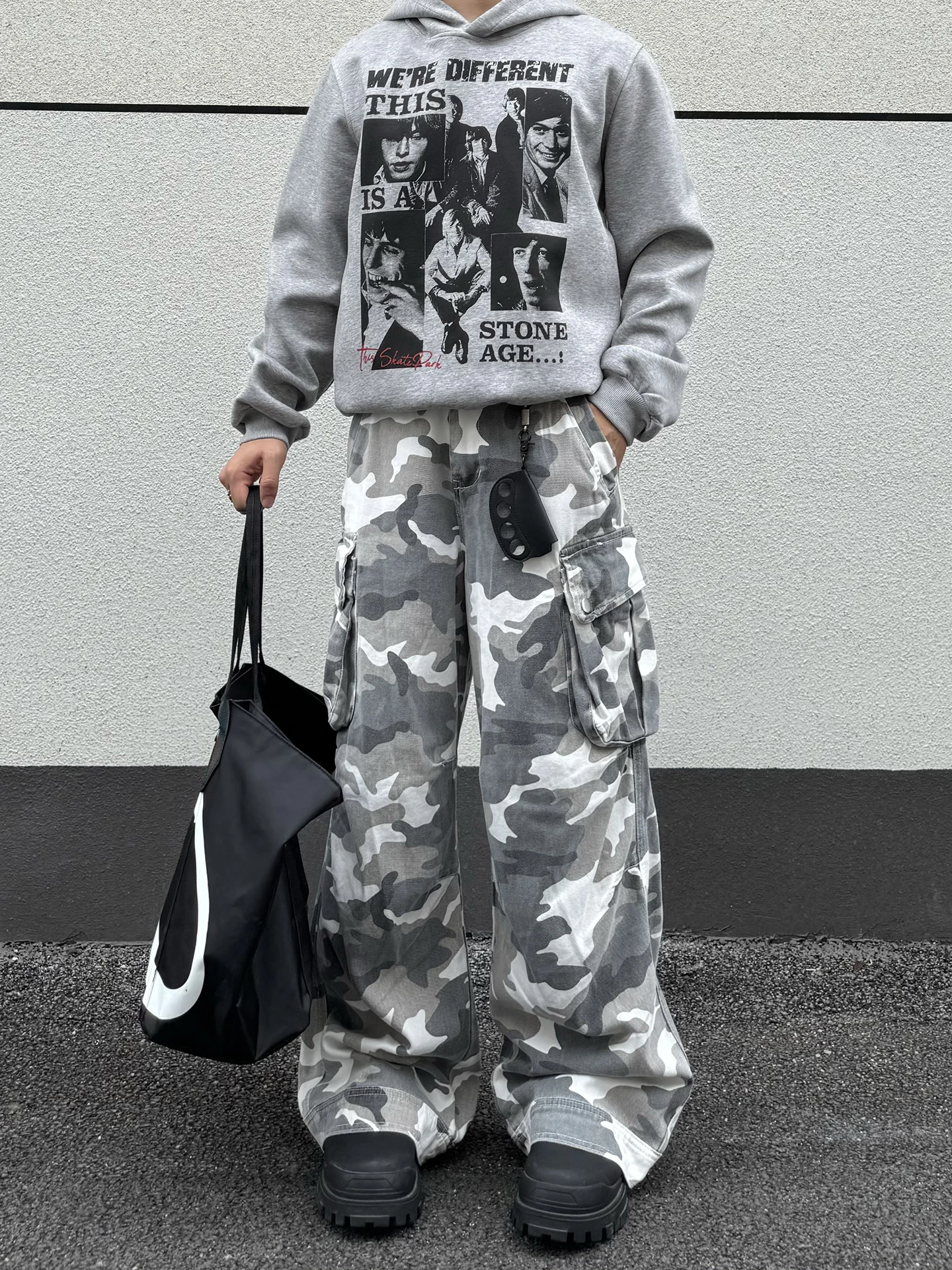 

Камуфляжные широкие брюки для спецодежды, мужские повседневные свободные прямые джинсы, молодежная хлопковая ткань, осенняя одежда