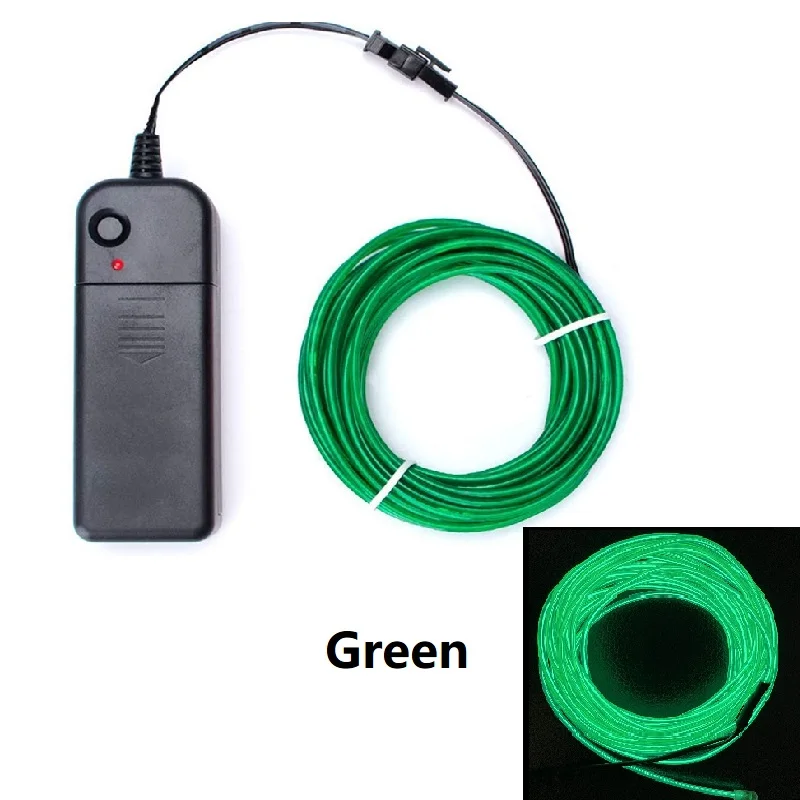 1m 3m 5m Glow EL Wire Neon Kabel voor Kerst Dansfeest DIY Kostuums Veelkleurig Verlicht Licht AA Batterij Lamp LED Strip
