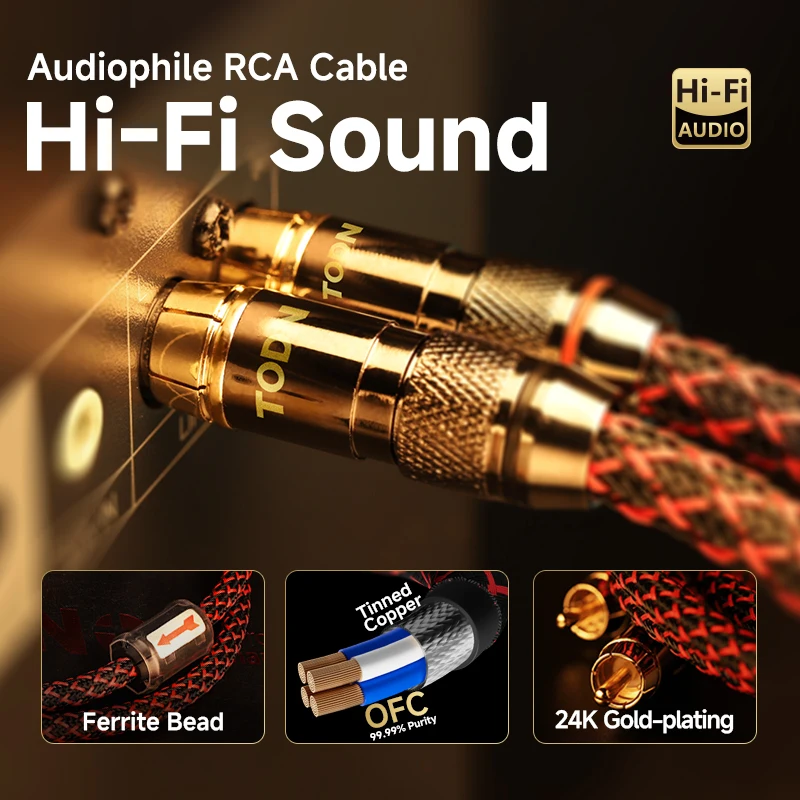 TODN ستيريو 3.5 مللي متر إلى 2RCA كابل الصوت aux Y الفاصل جاك 4N OFC موصل لمكبر الصوت هاتف الكمبيوتر مكبرات الصوت خلاط #5