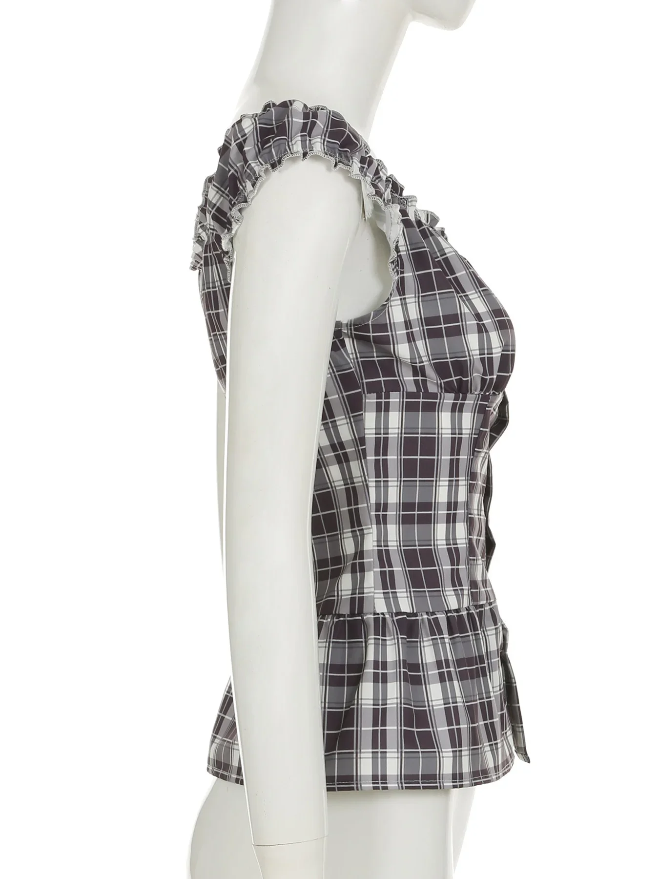 FDEY Plaid Print Slim Retro Blouses Classic Fashion Streetwear All-match Basic 90s Tops Button Chic Summer Clothings