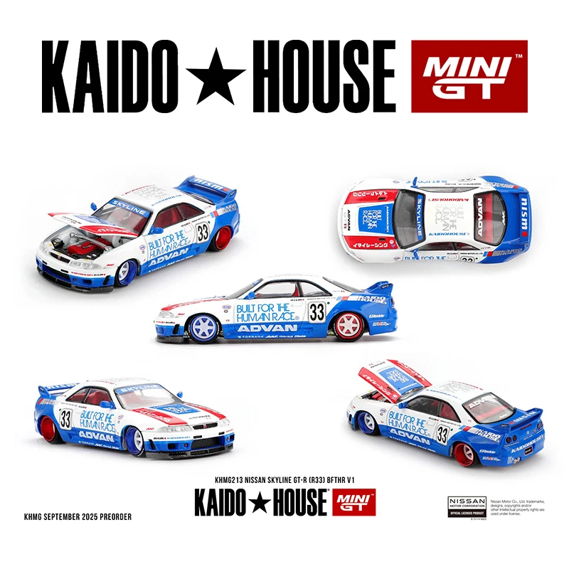 Voorverkoop KHMG 213 1:64 Nissan GT-R Skyline R33 BFTHR V1 Te Openen Kap Diecast Auto Model Kaido Huis MINIGT
