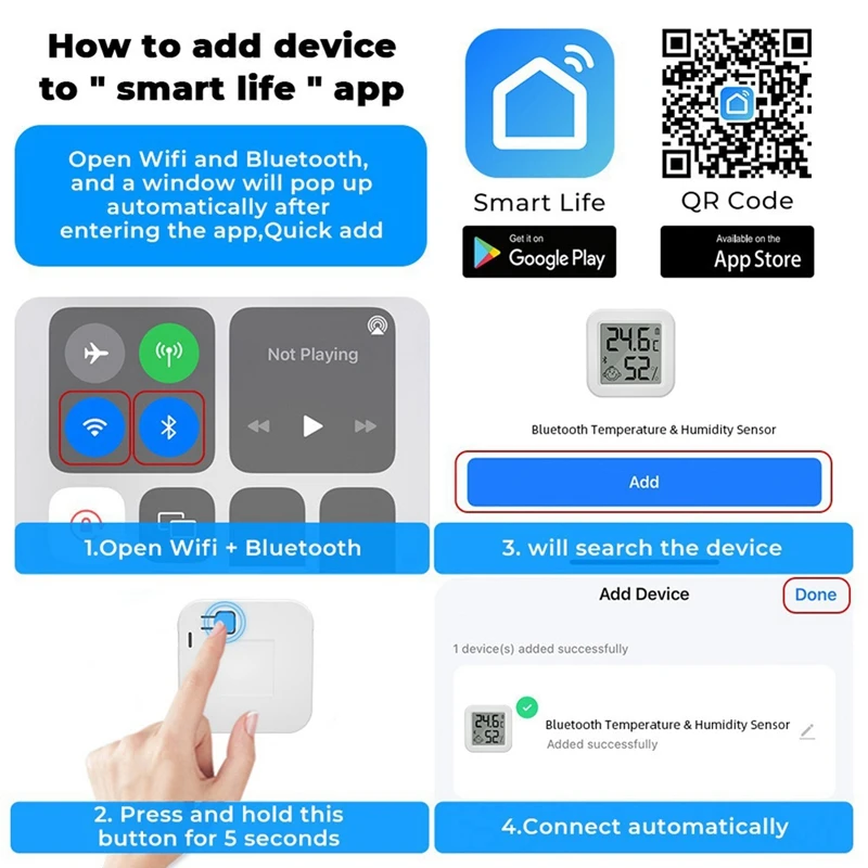 Умный датчик температуры и влажности Zigbee, приложение для мониторинга в реальном времени, ЖК-экран, Diaplay работает ABS, 1 компл.