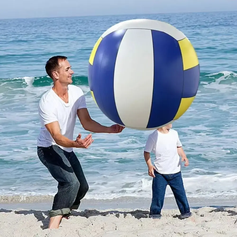 PVC Material Inflatable Volleyball Giant Size Blue Yellow Stripes Giant Volleyball Ball Inflatable Design