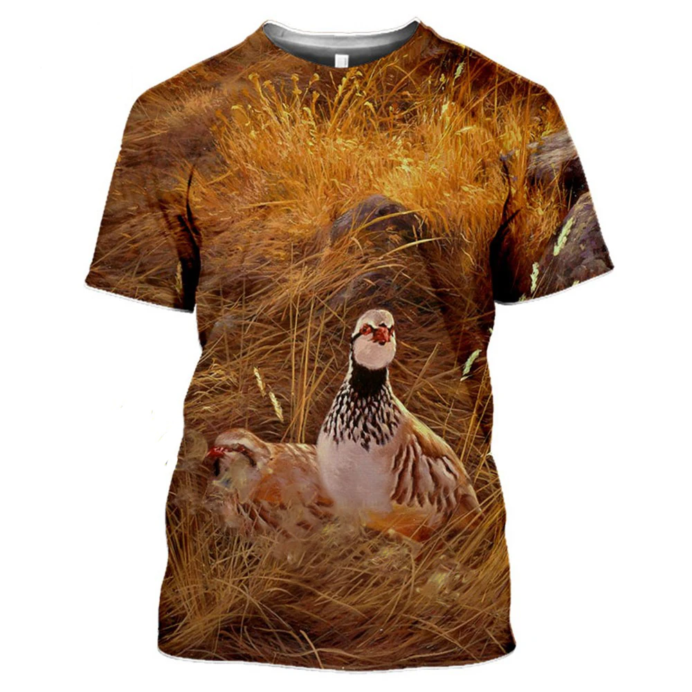 2023 Men 3D Print T-Shirt Summer Animal Hunting Partridge Bird Fashion Casual Men's T-shirt Short Sleeve Streetwear Tops Tees