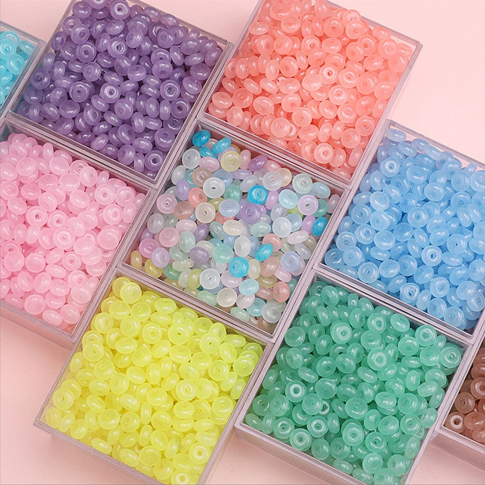 50 قطعة الزجاج الملون تقليد اليشم المعداد الخرز شقة مستديرة فضفاض حبة لصنع المجوهرات سوار يدوي الصنع إكسسوارات الحرفية #3