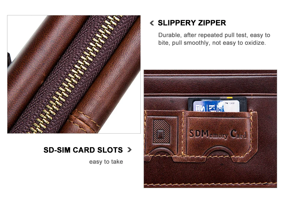 CONTACT'S Clutch-Taschen aus echtem Leder für Herren, lange Vintage-Handtaschen mit Reißverschluss, Kartenhalter, Münzgeldbörsen, Geldklammer, Herren-Geldbörsen – Detail 16