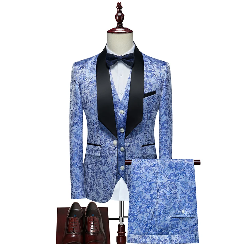 

2024 Men's Evening Dress Bridegroom Suit (suit + Vest + Trousers) British Wedding Business Casual Fashion Three-piece Set M-6XL