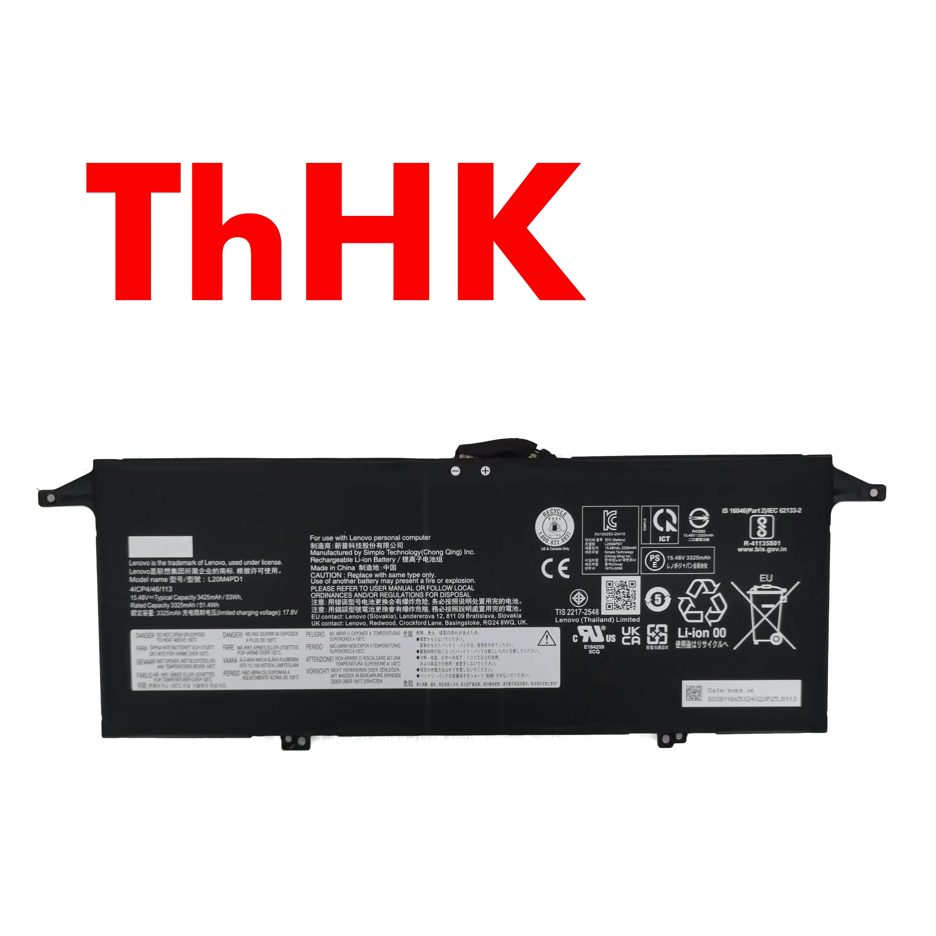 Genuine Original 53Wh L20C4PD1 L20D4PD1 L20M4PD1 SB11B65324 SB11B65326 Battery For Lenovo ThinkBook 13x G1 ThinkBook Plus G2 ITG