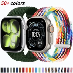 Nylon braided loop For Apple watch band Ultra 3 49mm 45mm 44mm 40mm 42mm 46mm Series 11 10 9 8 7 6 5 SE Adjustable elastic strap