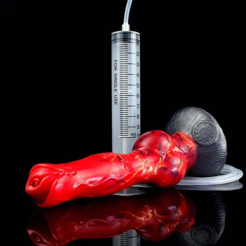 FAAK Large Knot Dog Ejaculation  With  Silicone Multi Color Squirting Penis Spray Liquid Function Sex Toys For Women