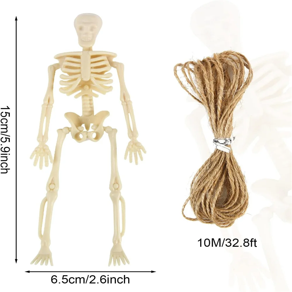 6/12 قطعة تماثيل الهيكل العظمي الصغيرة الهياكل العظمية الصغيرة زينة الهالوين للحرف اليدوية ملحقات المنزل المسكون هدايا الحفلات 6 بوصة #4