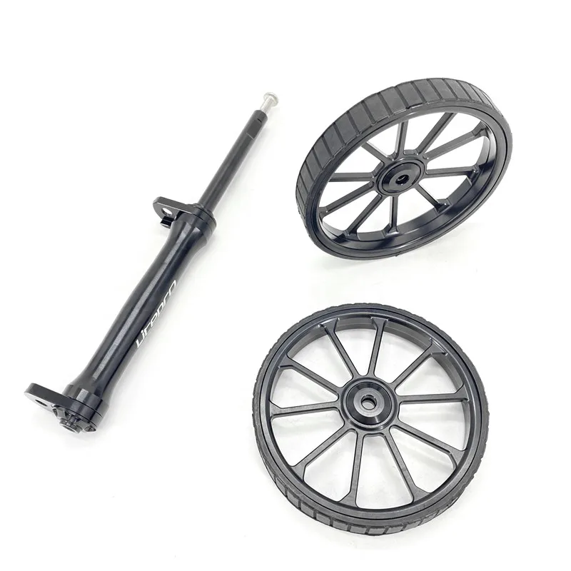 For Brompton Birdy Folding Bike Extension Rod Easy Wheel 100mm Aluminum Alloy CNC Bicycle Racks Telescopic rod Easywheels