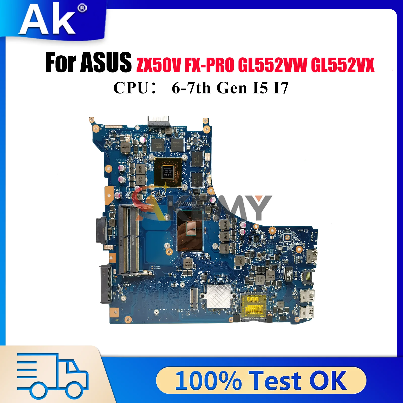 

GL552VX Laptop Motherboard For ASUS ROG GL552VX GL552V GL552VXK FX-PRO ZX50V Notebook Mainboard With I5 I7 CPU 100% tests OK stk