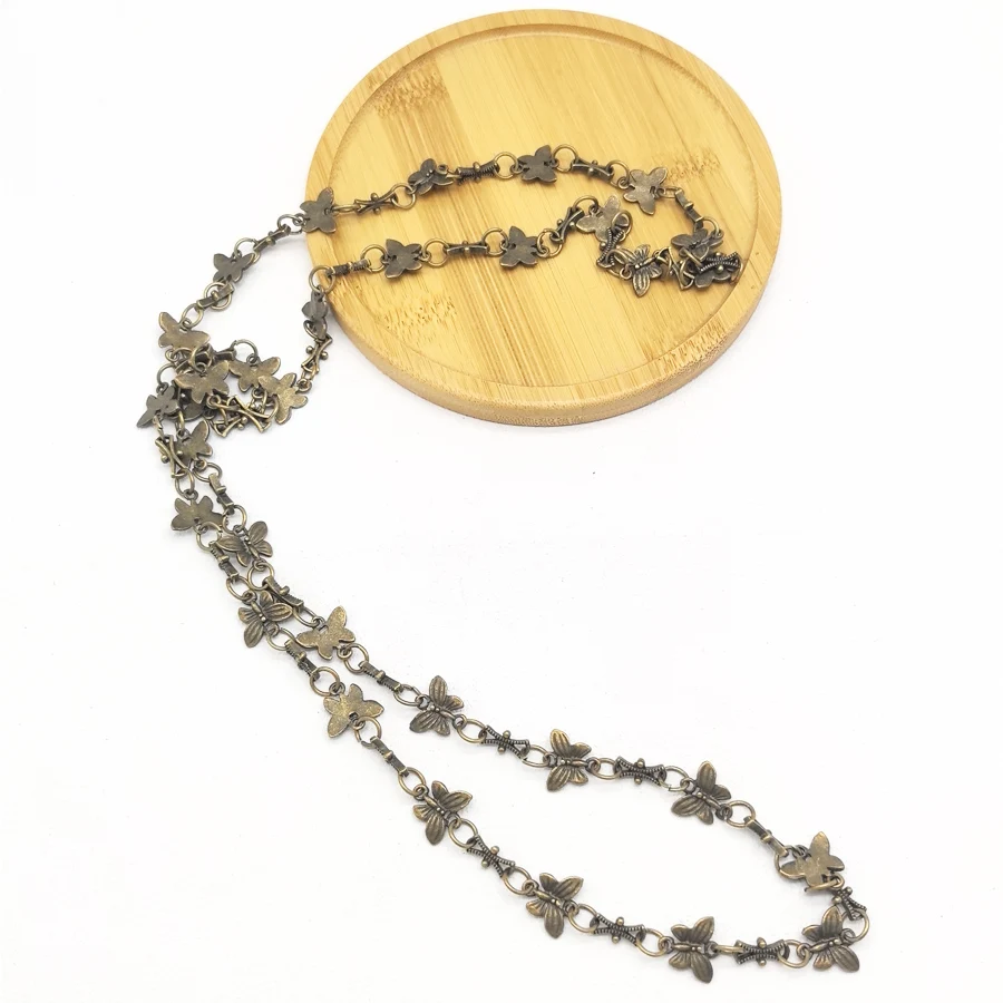 1Meter Alloy Antique Bronze Butterfly Chains Vintage Bohemia Long Chain For Women Necklace Male Bracelet Gift 14*10mm (32082)