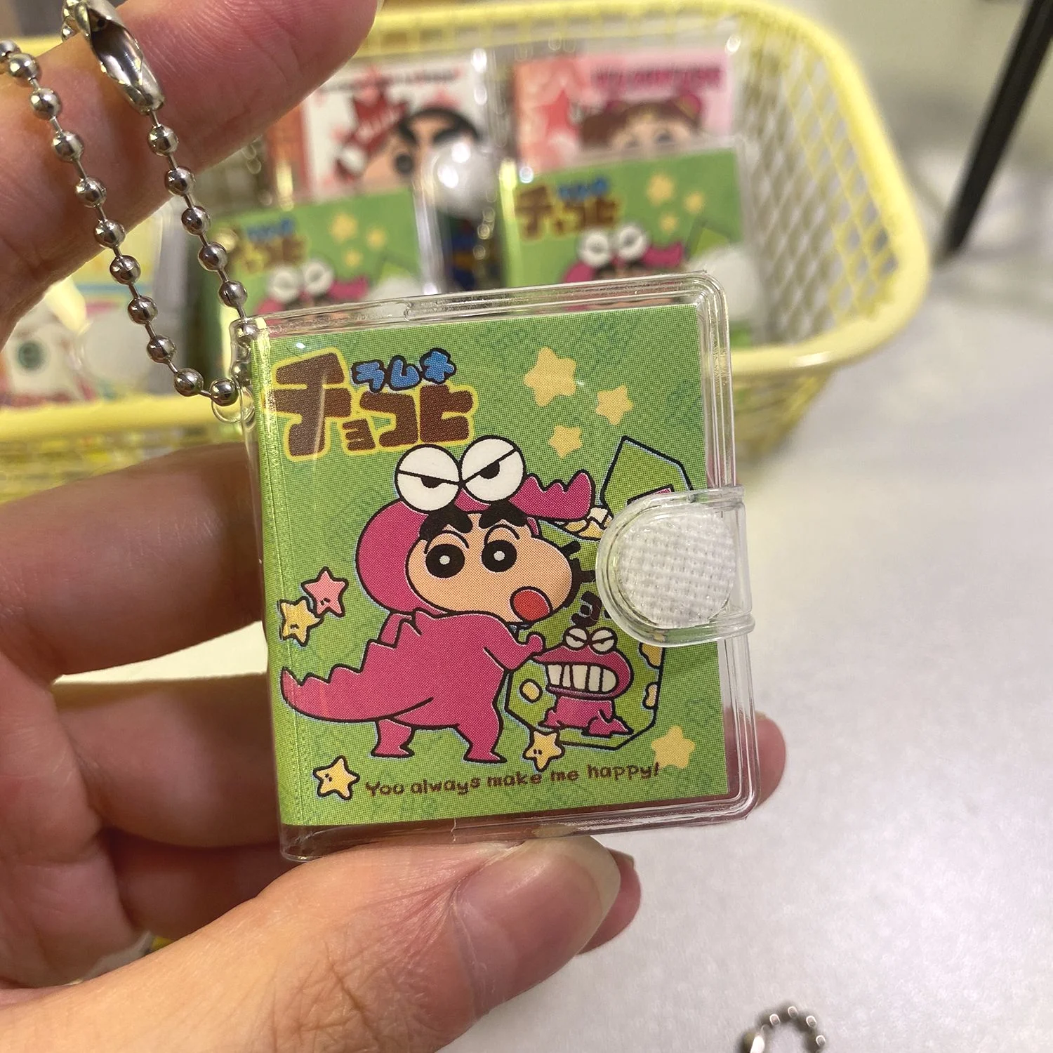 Crayon Shin Chan Anime Handbook Kawaii Mini Shared Book New Keychain Portable Cartoon Word Book Pendant Girl Toy Gifts INS