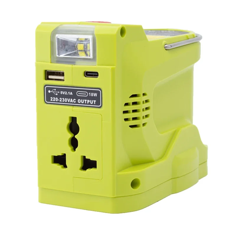 Battery inverter for Ryobi 18V Li-ion battery inverter with LED light and USB and Type-C output interface power tool accessories