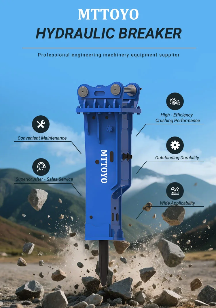 Martelo hidráulico silencioso para escavadeira com cinzel de 68 mm para venda México Japão Turquia Rússia Filipinas Romênia Colômbia Chile