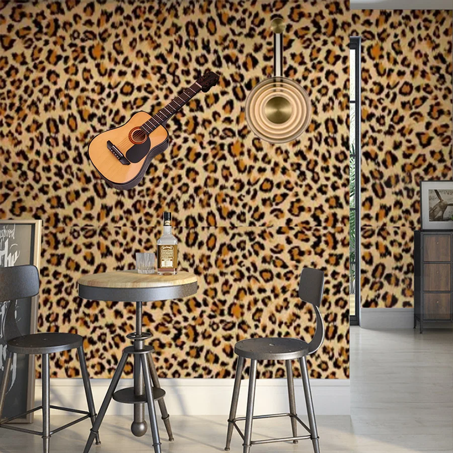 1 roll of leopard print pattern self-adhesive wallpaper PVC background wall, living room decoration wall treatment wallpaper