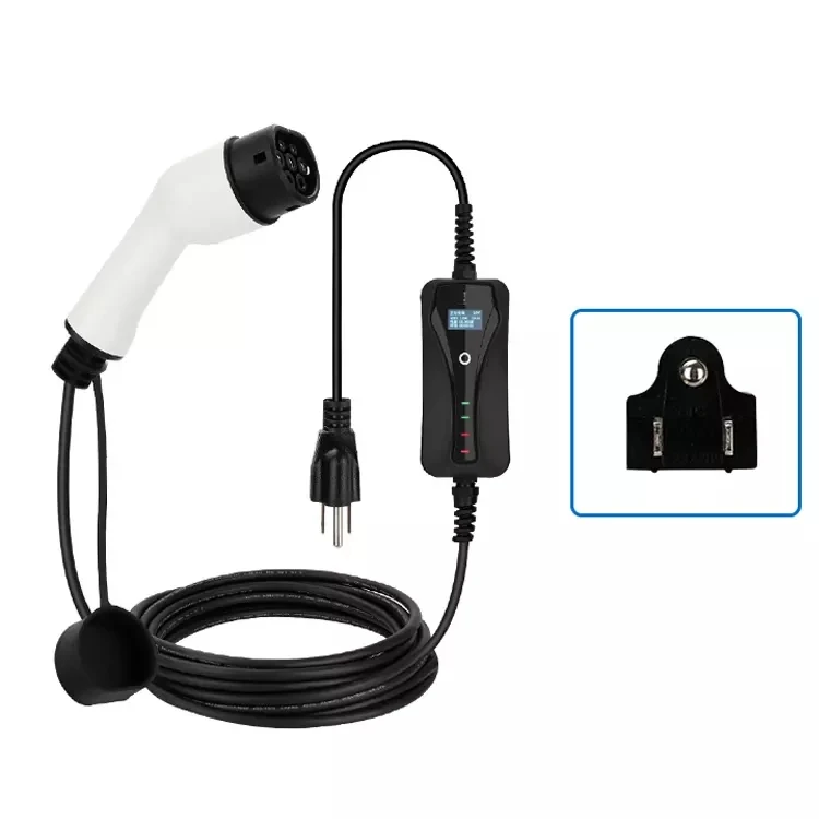 Portable EV Charger IEC 62196 Type 2 Level 2 EV Fast Charging 16 32A 7kw Electric Car Charger with Control box 5 meters Cable