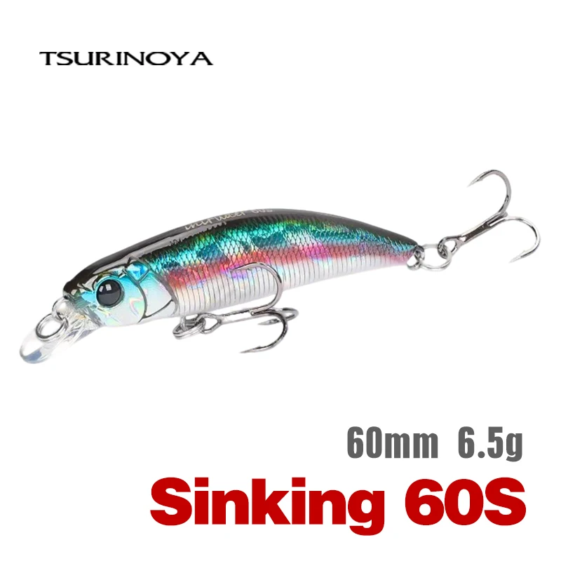 Tsurinoya 60s afundando minnow isca de pesca novo modelo intruder 60mm 6.5g iscas duras artificiais truta pique baixo jerkbait wobbler