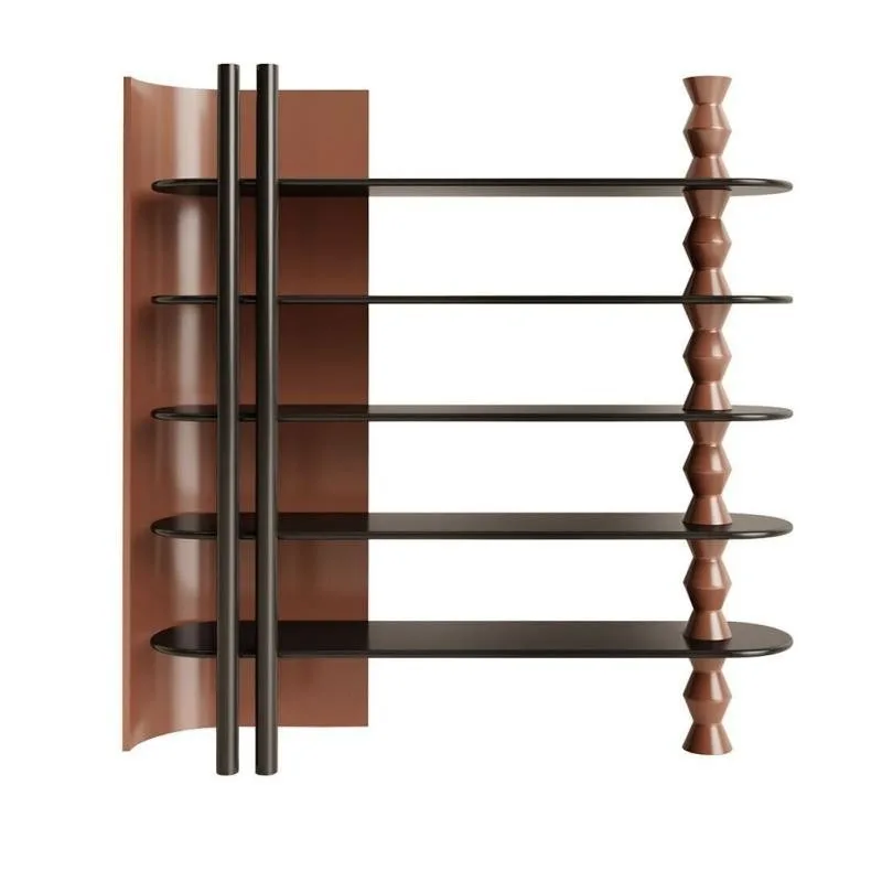 Solid wood bookcase against wall shelf Modern simple study display cabinet