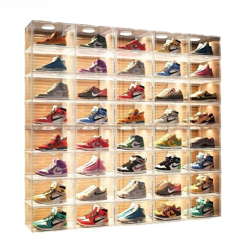 

High quality, imitation acrylic shoes, storage box, cool and handsome, transparent.
