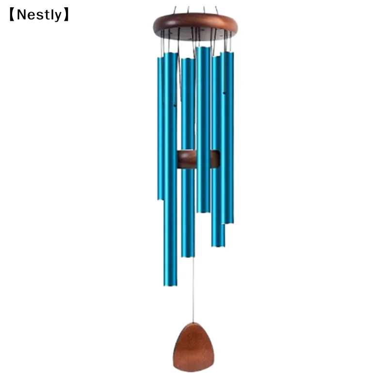 1Pc Classic 6 Tubes Aluminum Pipe Wind Chimes With Hook And Wooden Hanging Tag Balcony Corridor Decoration Birthday Gift〔Nest〕