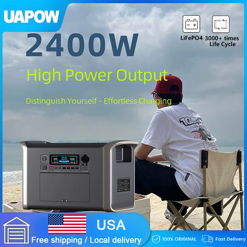 

UAPOW 2400W Portable Power Station Lifepo4 Battery Outdoor Pure Sine Wave Energy Storage Home Emergency Portable Power Supply